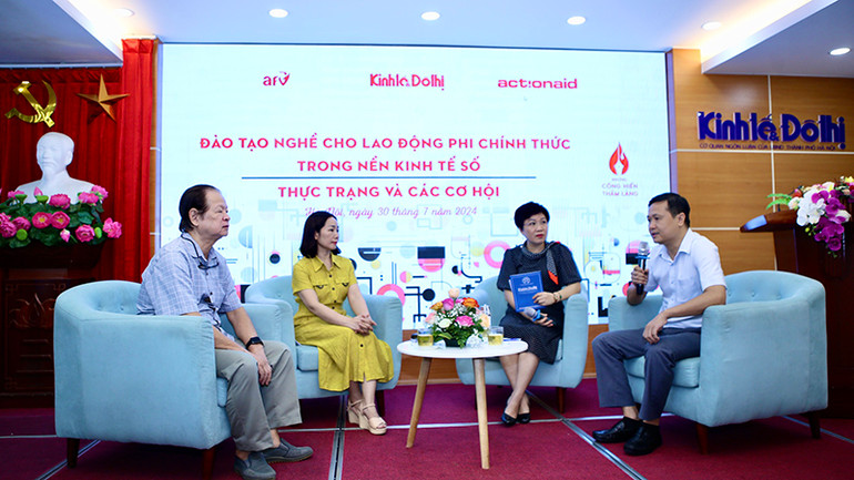 Diễn giả tại tọa đàm “Đào tạo nghề cho lao động phi chính thức trong nền kinh tế số - Thực trạng và các cơ hội”. (Ảnh: DUY KHÁNH) Diễn giả tại tọa đàm “Đào tạo nghề cho lao động phi chính thức trong nền kinh tế số - Thực trạng và các cơ hội”. (Ảnh: DUY KHÁNH)