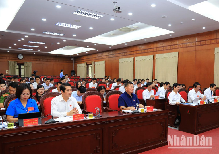 Các đại biểu tham dự kỳ họp chuyên đề lần thứ 11, Hội đồng nhân dân tỉnh Sơn La khóa XV, nhiệm kỳ 2021-2026.