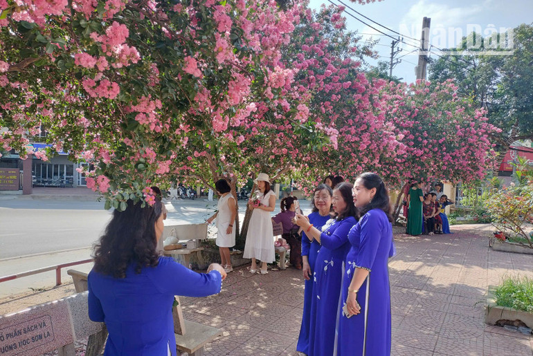 Vào mùa hoa Tường Vi khoe sắc, không chỉ các bạn trẻ đến chụp ảnh, check-in, mà còn có sự góp mặt của các bà, các mẹ với tà áo dài truyền thống của Việt Nam cũng đến để lưu giữ cho mình những bức ảnh dưới tán hoa Tường Vi.