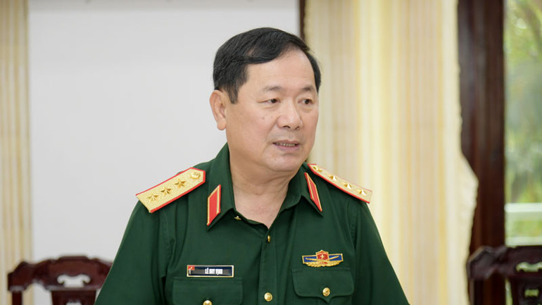 Thượng tướng Lê Huy Vịnh phát biểu chỉ đạo tại buổi làm việc. (Ảnh: PHƯƠNG VŨ)