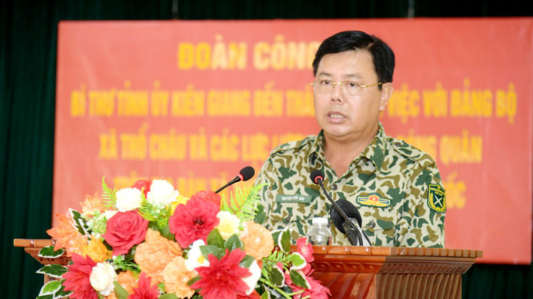 Bí thư Tỉnh ủy Kiên Giang Nguyễn Tiến Hải phát biểu. (Ảnh: PHƯƠNG VŨ)