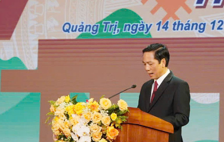 Phó Chủ tịch Ủy ban nhân dân tỉnh Quảng Trị Hoàng Nam phát biểu chào mừng tại lễ khai mạc.