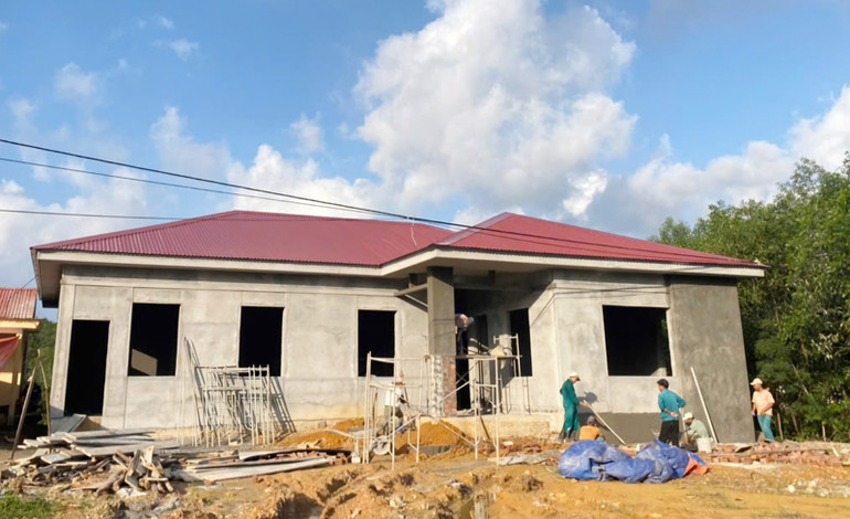 Trụ sở Công an xã miền núi Vĩnh Khê, huyện Vĩnh Linh xây dựng sắp hoàn thành.