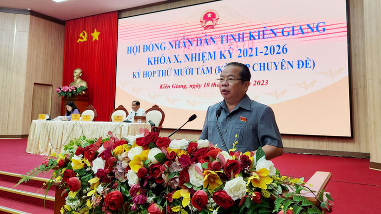 Phó Bí thư Thường trực Tỉnh ủy, Chủ tịch Hội đồng nhân dân tỉnh Kiên Giang Mai Văn Huỳnh phát biểu bế mạc. Phó Bí thư Thường trực Tỉnh ủy, Chủ tịch Hội đồng nhân dân tỉnh Kiên Giang Mai Văn Huỳnh phát biểu bế mạc.