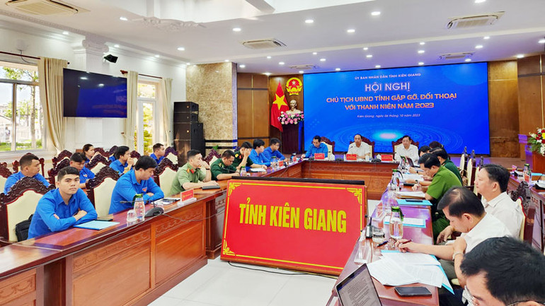 Quang cảnh hội nghị gặp gỡ, đối thoại với thanh niên năm 2023.