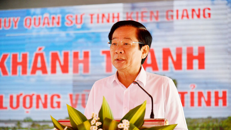 Bí thư Tỉnh ủy Kiên Giang Đỗ Thanh Bình phát biểu tại buổi lễ.