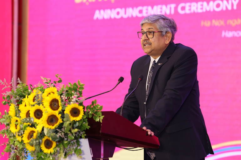 Ông Arghya Mandal, Tổng Giám đốc Công ty Cổ phần sữa TH phát biểu tại lễ công bố