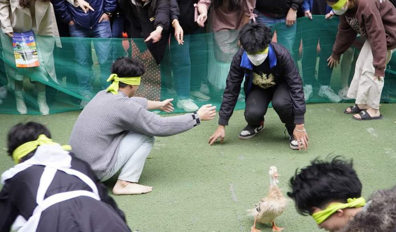 ... hay trò chơi bịt mắt bắt vịt.