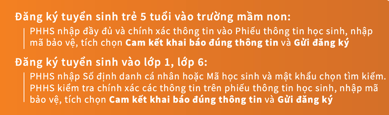 Lưu ý dành cho cha mẹ học sinh khi đăng ký tuyển sinh trực tuyến