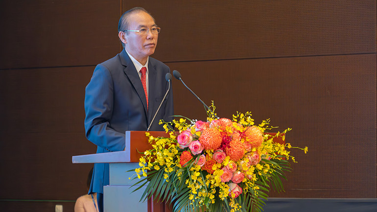 Thứ trưởng Nông nghiệp và Phát triển nông thôn Phùng Đức Tiến phát biểu tại hội thảo. (Ảnh: Ban tổ chức)