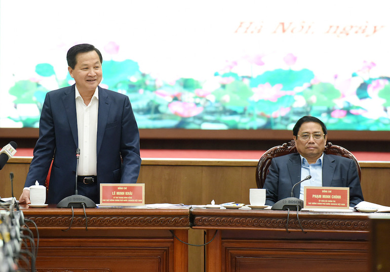 Phó Thủ tướng Lê Minh Khái phát biểu.