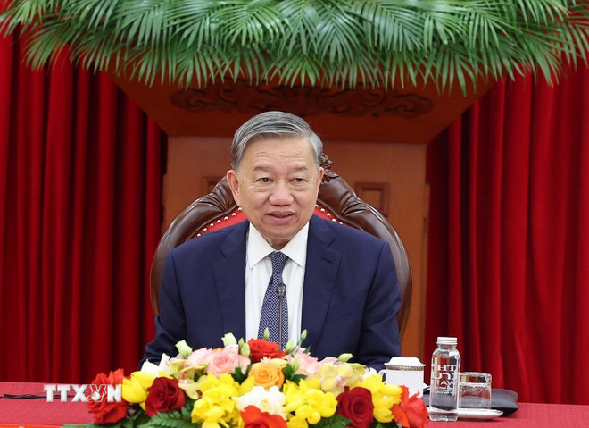 Tổng Bí thư Tô Lâm điện đàm với Chủ tịch Hội đồng châu Âu António Costa. (Ảnh: Thống Nhất/TTXVN)