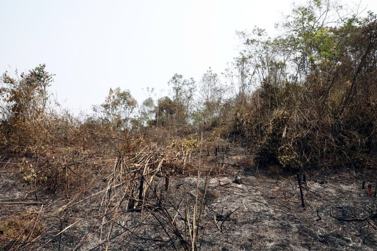 Hiện trường vụ cháy thôn Khòn Pát, xã Mai Pha, thành phố Lạng Sơn.