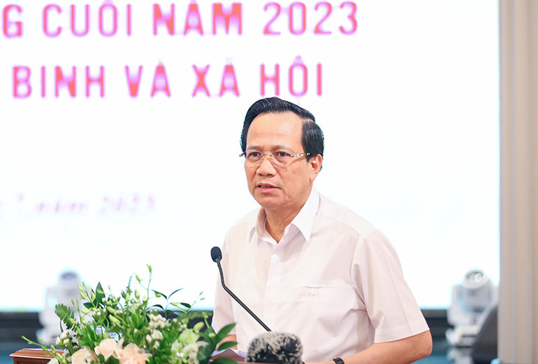 Bộ trưởng Lao động-Thương binh và Xã hội Đào Ngọc Dung phát biểu tại hội nghị. (Ảnh: Molisa)