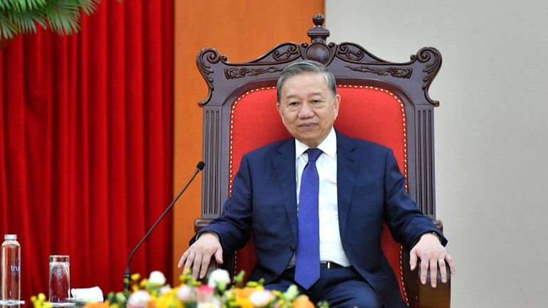 Tổng Bí thư Tô Lâm phát biểu tại buổi tiếp. (Ảnh: ĐĂNG KHOA) Tổng Bí thư Tô Lâm phát biểu tại buổi tiếp. (Ảnh: ĐĂNG KHOA)