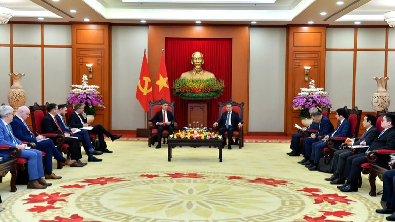 Quang cảnh buổi tiếp tại Trụ sở Trung ương Đảng. (Ảnh: ĐĂNG KHOA)