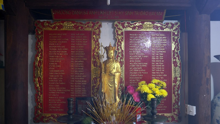 Phương danh 64 Anh hùng liệt sĩ hy sinh tại đảo Gạc Ma.