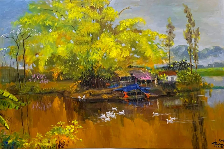 Tác phẩm "Chuồng vịt" vừa được nhà sưu tập tại Thành phố Hồ Chí Minh đặt mua trước thềm triển lãm. Tác phẩm "Chuồng vịt" vừa được nhà sưu tập tại Thành phố Hồ Chí Minh đặt mua trước thềm triển lãm.