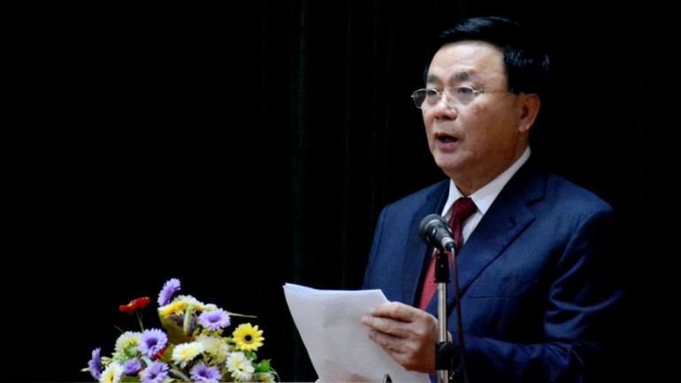 Đồng chí Nguyễn Xuân Thắng, Ủy viên Bộ Chính trị, Chủ tịch Hội đồng Lý luận Trung ương, Giám đốc Học viện Chính trị quốc gia Hồ Chí Minh phát biểu tại hội thảo.