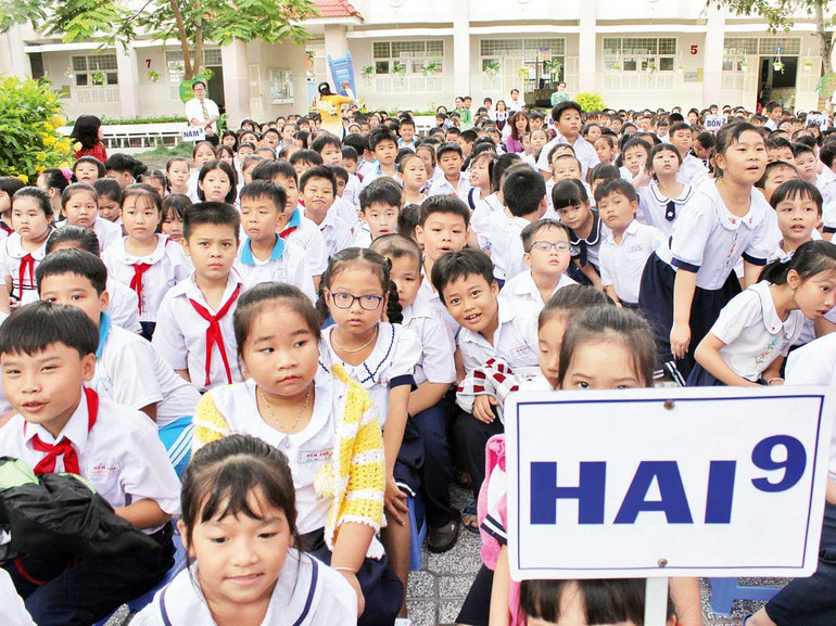 Học sinh tiểu học ở Bến Tre.