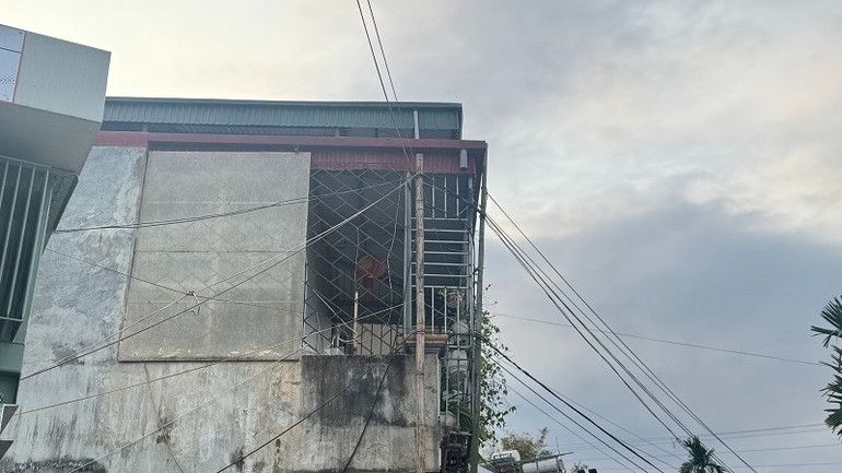 Cụm dây diện các gia đình buộc nhờ của gia đình anh chị Thanh Nhuần tiềm ẩn nhiều nguy hiểm...