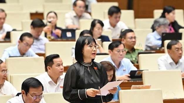 Đại biểu Nguyễn Thị Việt Nga (Đoàn Hải Dương). (Ảnh: THỦY NGUYÊN)