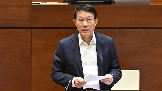 Bộ trưởng Công an Lương Tam Quang phát biểu làm rõ các nội dung đại biểu quan tâm. (Ảnh: THỦY NGUYÊN)