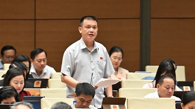 Đại biểu Hoàng Ngọc Định (Đoàn Hà Giang). (Ảnh: THỦY NGUYÊN)