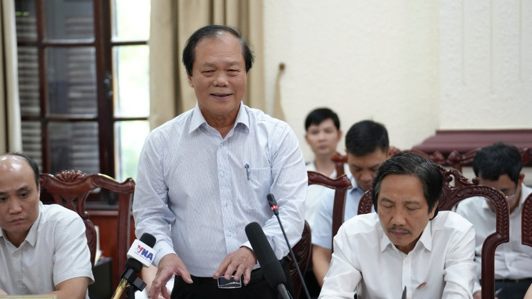 Giáo sư, Tiến sĩ Phan Trung Lý, nguyên Chủ nhiệm Ủy ban Pháp luật của Quốc hội phát biểu tại hội nghị. Ảnh: TH.