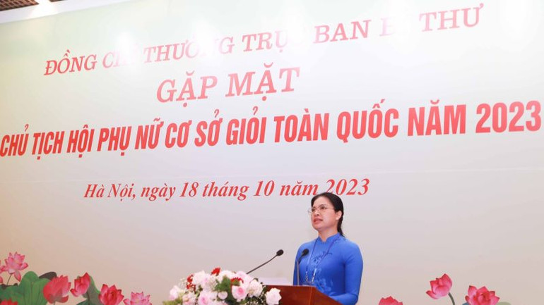 Chủ tịch Hội Liên hiệp Phụ nữ Việt Nam Hà Thị Nga phát biểu tại chương trình.