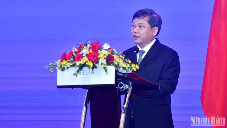 Viện trưởng Viện Kiểm sát nhân dân tối cao Việt Nam Lê Minh Trí phát biểu tại hội nghị. (Ảnh: ĐĂNG KHOA)