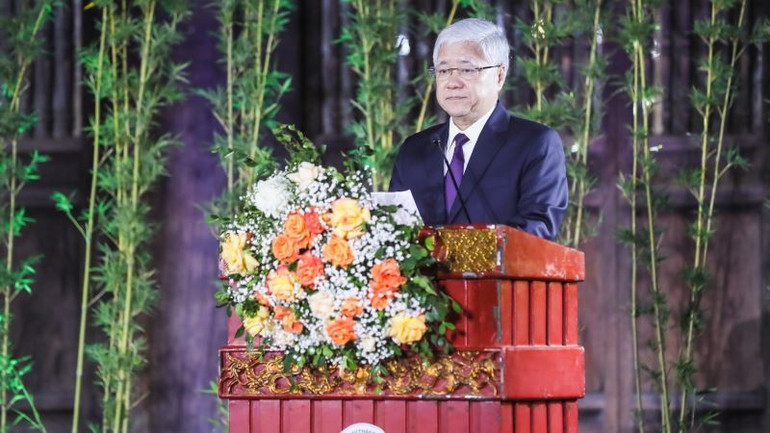 Chủ tịch Ủy ban Trung ương Mặt trận Tổ quốc Việt Nam Đỗ Văn Chiến phát biểu tại chương trình.