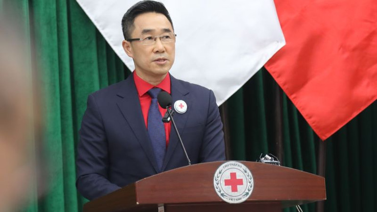 Phó Chủ tịch Trung ương Hội Chữ thập đỏ Việt Nam Nguyễn Hải Anh thông tin về hội nghị.