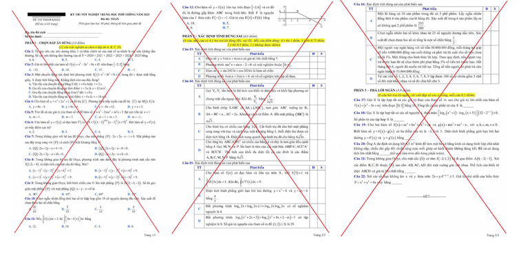 Hình ảnh đề thi lan truyền trên mạng