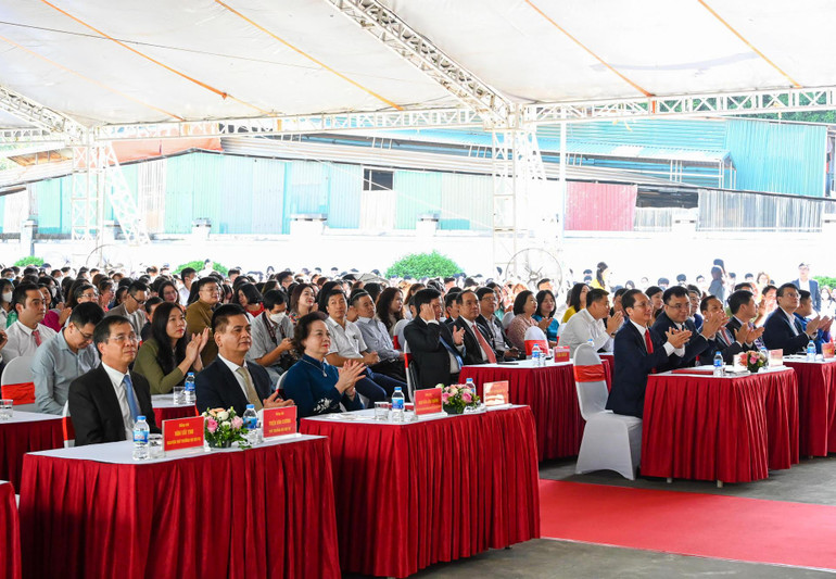 Đại biểu dự Lễ khai giảng năm học mới 2022-2023 tại Trường đại học Nội vụ Hà Nội. (Ảnh: DUY LINH)