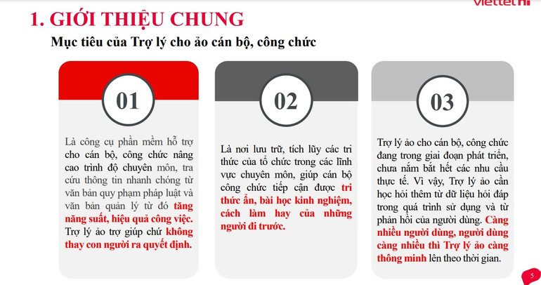 Trợ lý ảo hành pháp hỗ trợ cán bộ, công chức thực hiện công việc theo quy định.