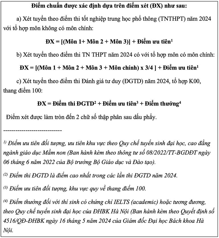 Công thức xác định điểm chuẩn Công thức xác định điểm chuẩn