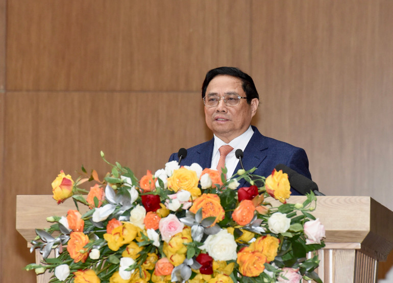 Thủ tướng Phạm Minh Chính phát biểu ý kiến tại hội nghị. (Ảnh: Trần Hải)