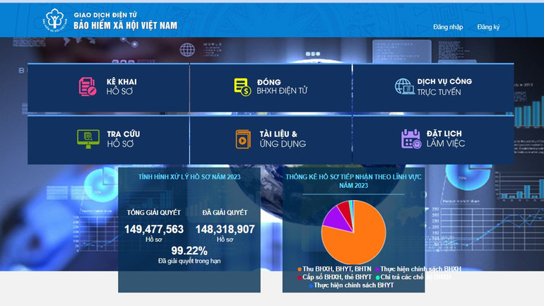 Giao diện Cổng Dịch vụ công của Bảo hiểm xã hội Việt Nam. Giao diện Cổng Dịch vụ công của Bảo hiểm xã hội Việt Nam.