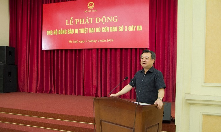 Bộ trưởng Xây dựng Nguyễn Thanh Nghị phát biểu tại lễ phát động.