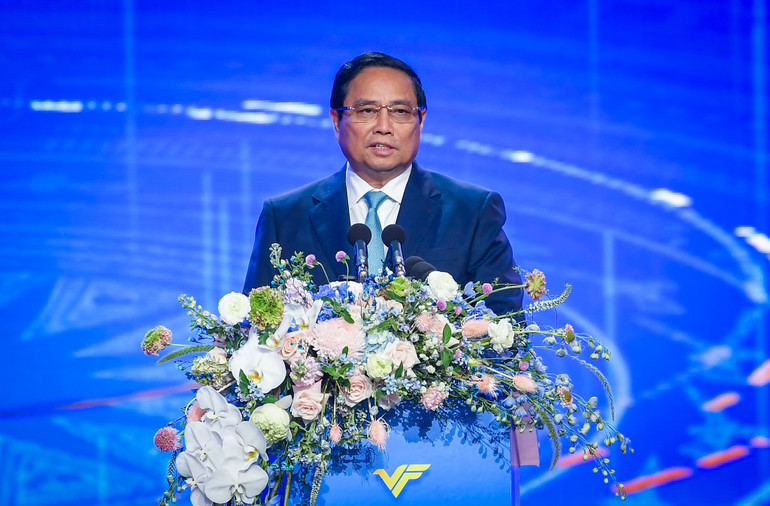 Thủ tướng Phạm Minh Chính phát biểu tại Lễ trao Giải VinFuture 2024. (Ảnh: THÀNH ĐẠT)