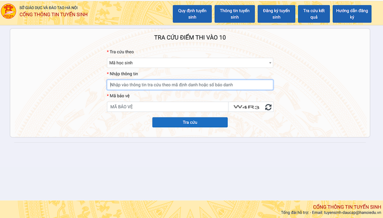 Tra điểm thi lớp 10 tại cổng thông tin tuyển sinh đầu cấp Tra điểm thi lớp 10 tại cổng thông tin tuyển sinh đầu cấp
