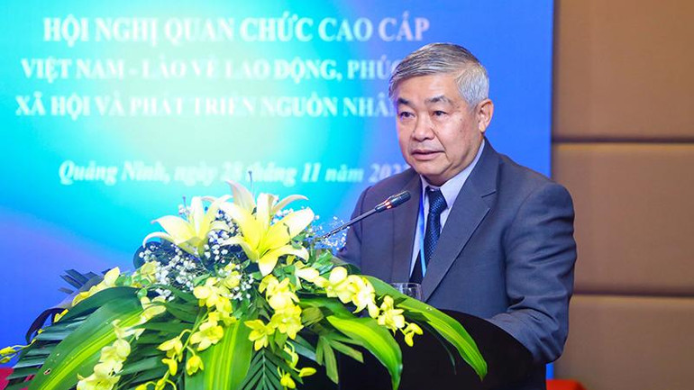 Thứ trưởng Lao động, Phúc lợi xã hội Lào Padeumphone Sonthany phát biểu tại Hội nghị (Ảnh: Molisa). Thứ trưởng Lao động, Phúc lợi xã hội Lào Padeumphone Sonthany phát biểu tại Hội nghị (Ảnh: Molisa).