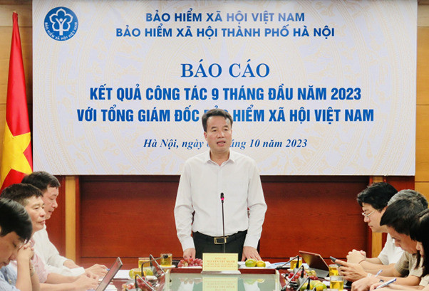 Tổng Giám đốc Bảo hiểm xã hội Việt Nam Nguyễn Thế Mạnh phát biểu tại buổi làm việc. (Ảnh: Tâm Trung) Tổng Giám đốc Bảo hiểm xã hội Việt Nam Nguyễn Thế Mạnh phát biểu tại buổi làm việc. (Ảnh: Tâm Trung)