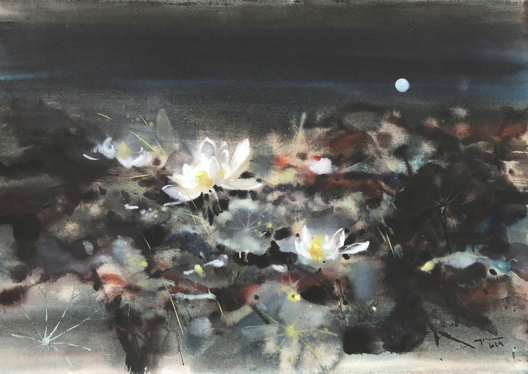 Tác phẩm "Gió trăng" của họa sĩ Trương Văn Ngọc.