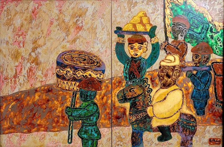 Tác phẩm "Giấc mơ Trạng Nguyên", kích thước 80 x 120cm.