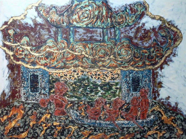 Tác phẩm "Không gian rối nước", kích thước 90cm x 120cm.