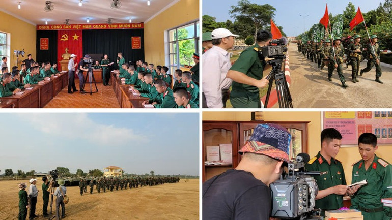 Một số hình ảnh ghi hình phim tài liệu "Vững bước dưới cờ Đảng".