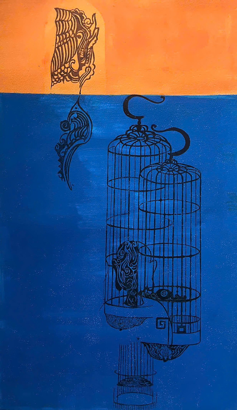 "Trở về" (In tổng hợp) của họa sĩ Nguyễn Thanh Sơn.