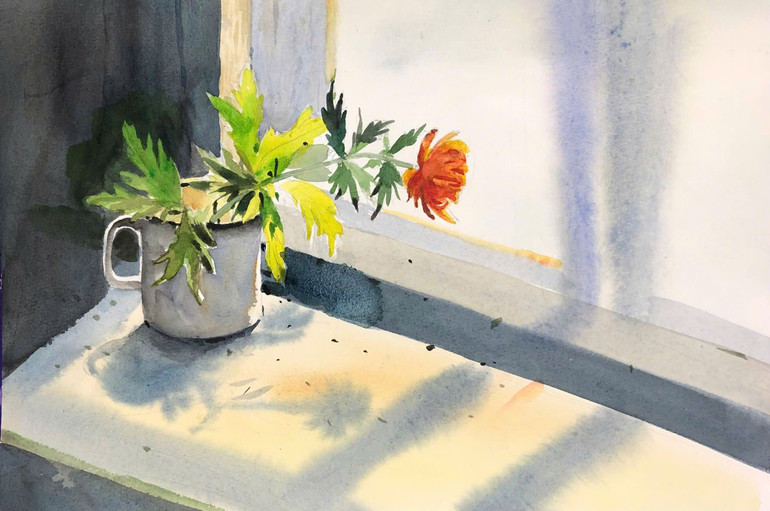 Tác phẩm "Nắng qua khung cửa" của Hồng Anh.